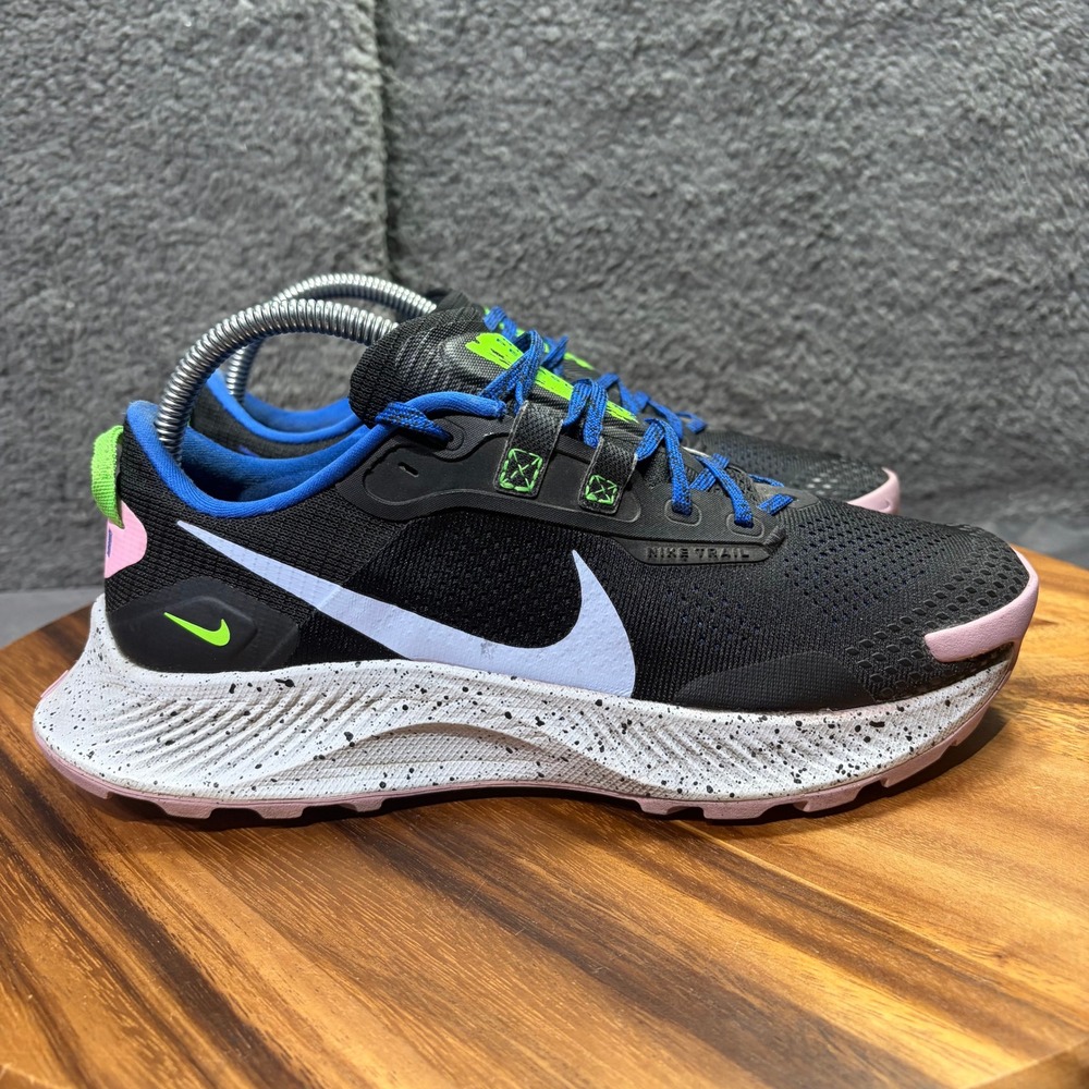 Nike Pegasus Trail 3 Womens Black Blue Trail Running Shoes DA8698-002 Size 8.5